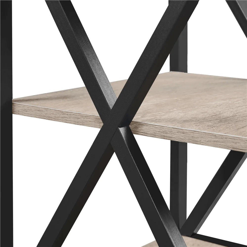 3 Tier X Frame Side Table for Living Room, Gray